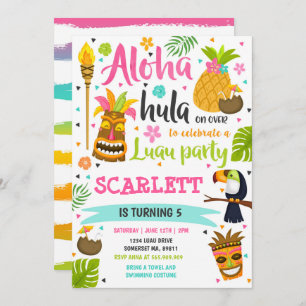 Luau Birthday Invitation Hawaiian Luau Party