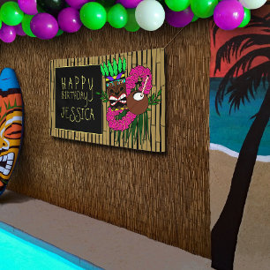 Luau Birthday Party Banner Custom Name
