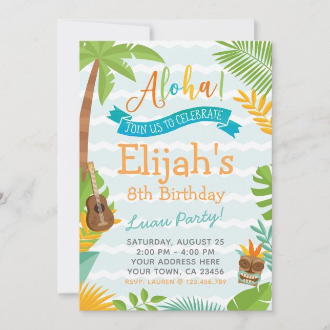 Luau Birthday Party Invitation (Front)
