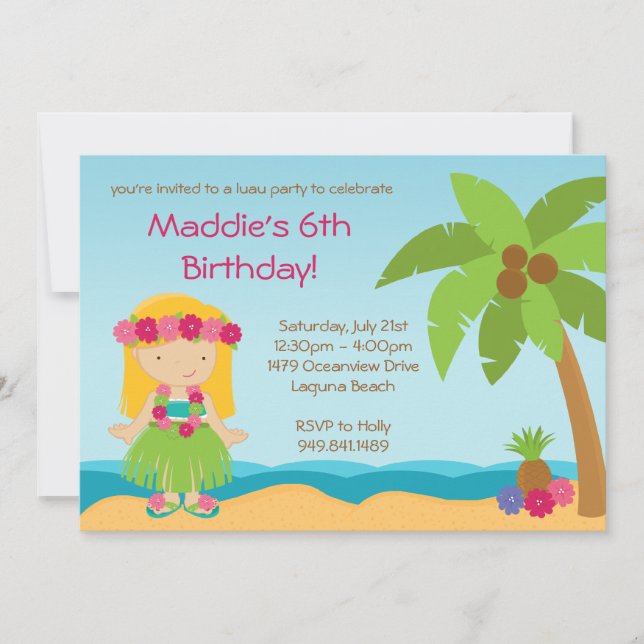 Luau Birthday Party Invitation (Front)