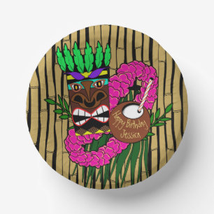Luau Birthday Party Plates Custom Name