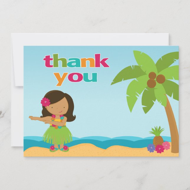 Luau Birthday Party Thank You Card (Front)