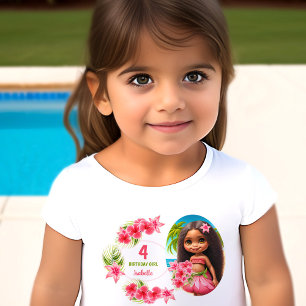 Luau Birthday Tropical Beach Party Name Girl Toddler T-Shirt