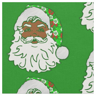 luau christmas hawaiian african black santa claus fabric