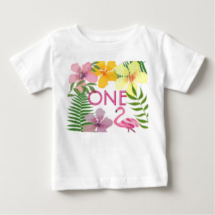Luau Flamingo 1st Birthday Girl Baby T-Shirt