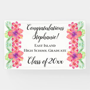 Luau Flowers Personalised Graduation Banner Sign