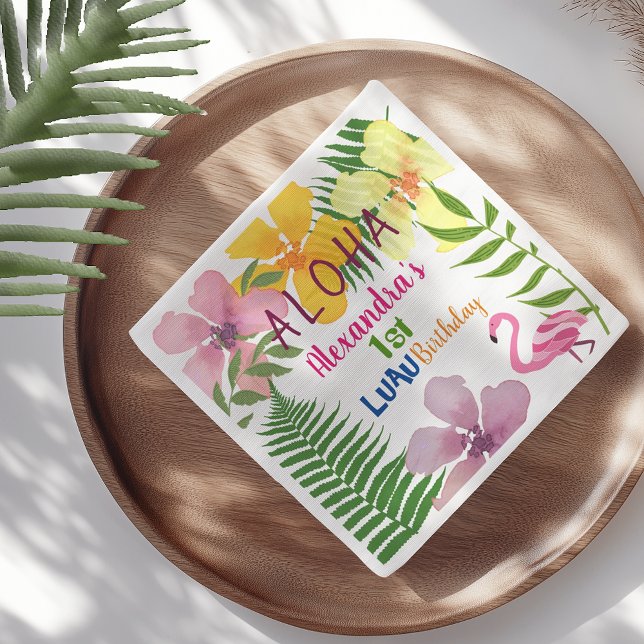 Luau Girl 1st Birthday Party Napkin (Creator Uploaded)