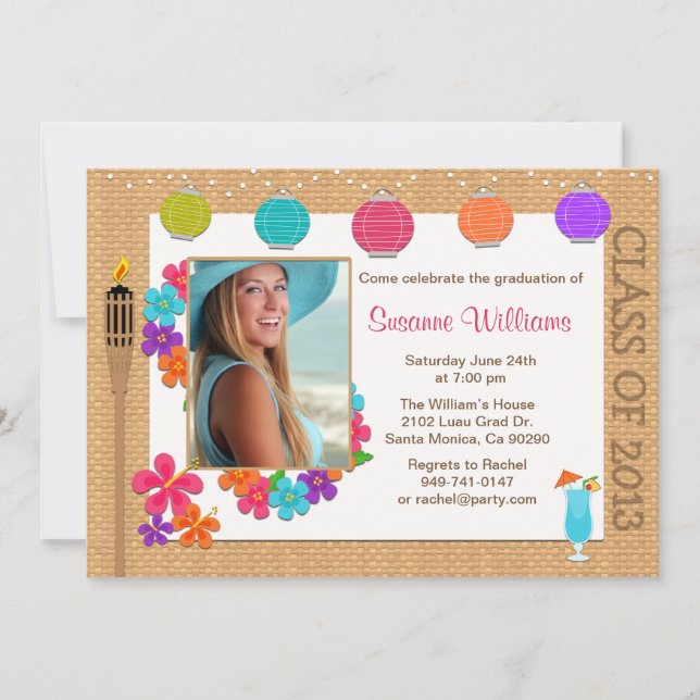 Luau Graduation Invitation Class of 2013 (Front)