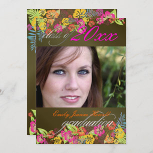 LUAU GRADUATION PARTY/HIBISCUS/RAINBOW INVITATION