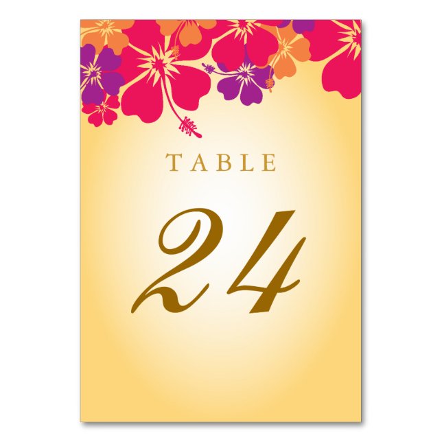 Luau / Hawaii Wedding Table Number Card (Front)