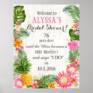 Luau Hawaiian Beach Rustic Wedding Bridal Shower Poster