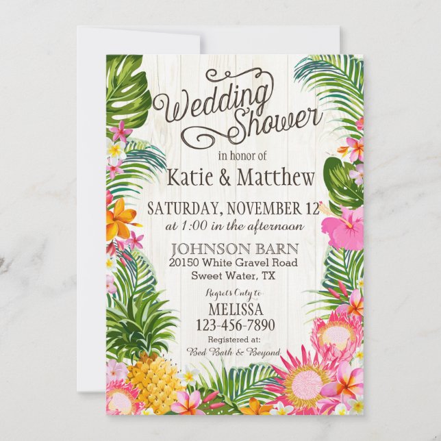 Luau Hawaiian Beach Rustic Wedding Shower Invitation (Front)