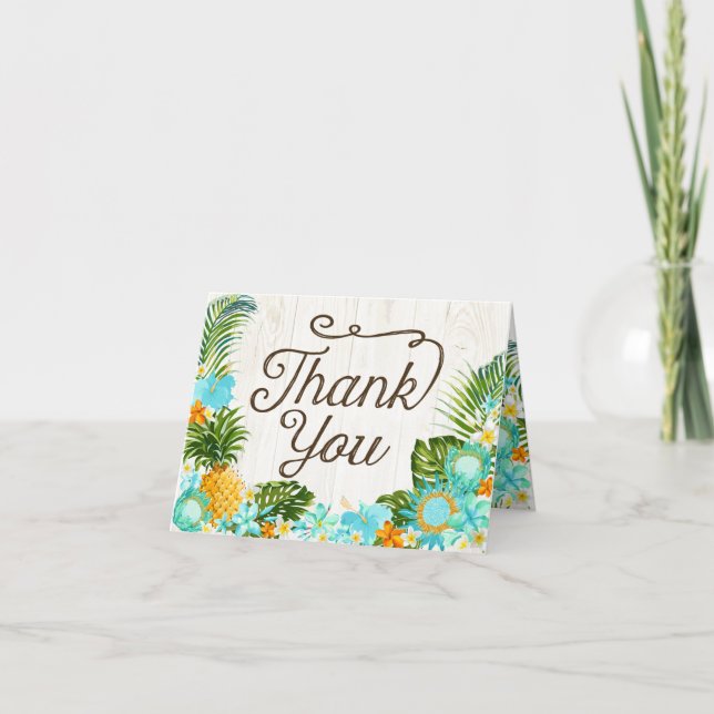 Luau Hawaiian Rustic Beach Thank You Card (Front)