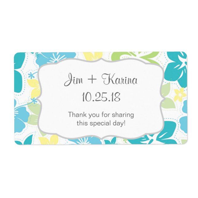 Luau Hawaiian Water Bottle favour - customise it! (Front)