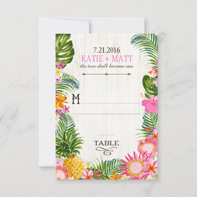 Luau Hawaiian Wedding Beach Rustic Place Card (Front)