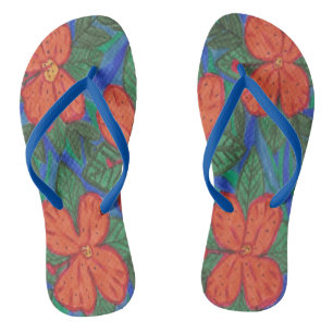 Luau Hibiscus Floral Print Flip-Flops Thongs