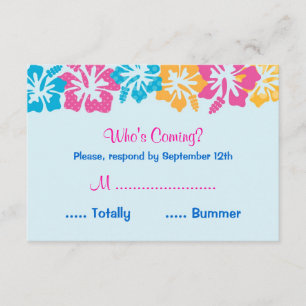 Luau Hibiscus Sweet Sixteen (16) RSVP Card