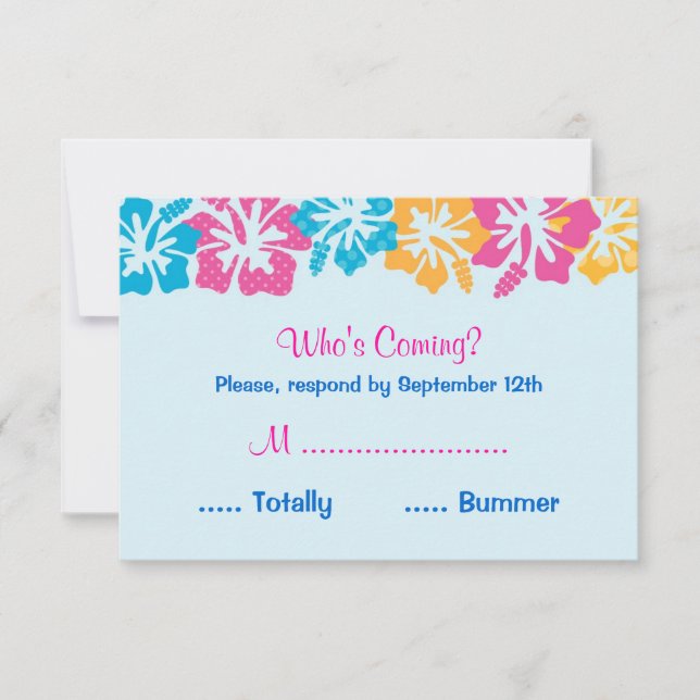 Luau Hibiscus Sweet Sixteen (16) RSVP Card (Front)