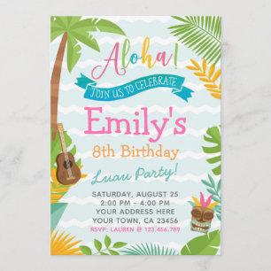 Luau Invitation, Pool Party Invite