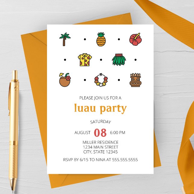 Luau Line Icons Party Invitation (Creator Uploaded)