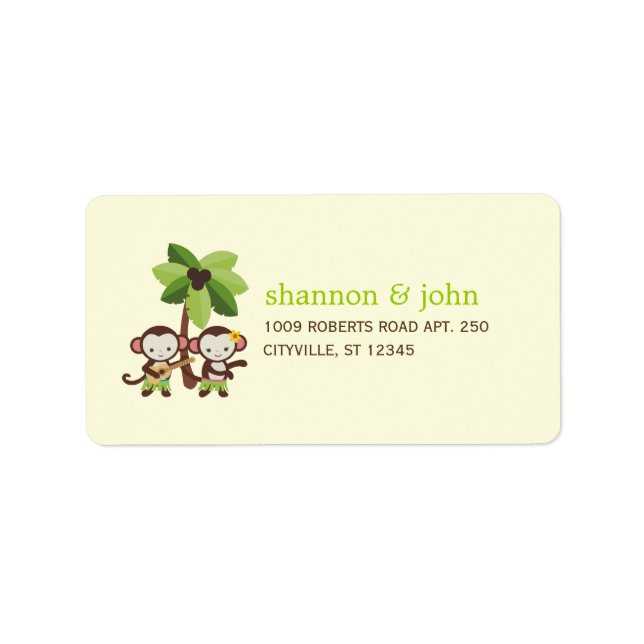 Luau Monkeys Couple Address Labels (Front)