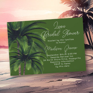 Luau Palm Trees Wedding Bridal Shower Invitation
