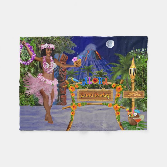 LUAU PARTY FLEECE BLANKET (Front (Horizontal))