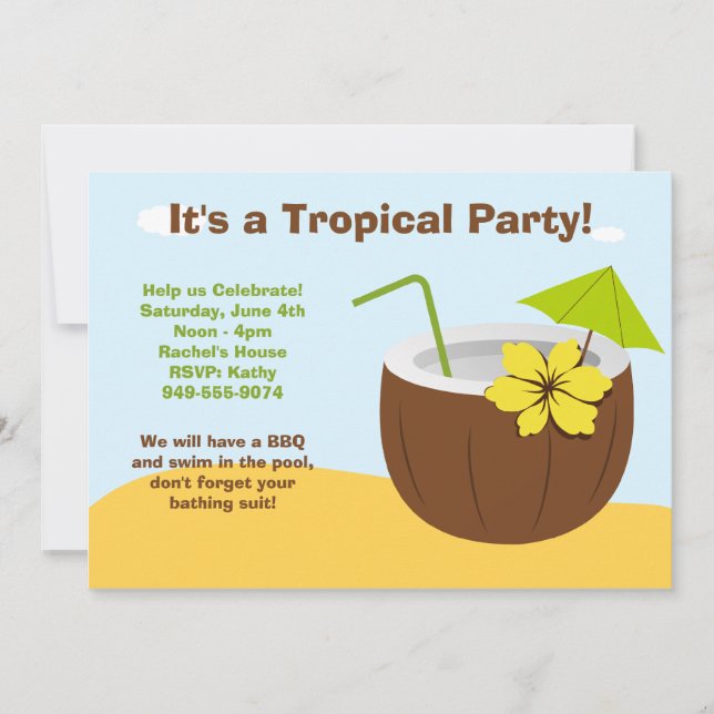 Luau Party Invitation (Front)