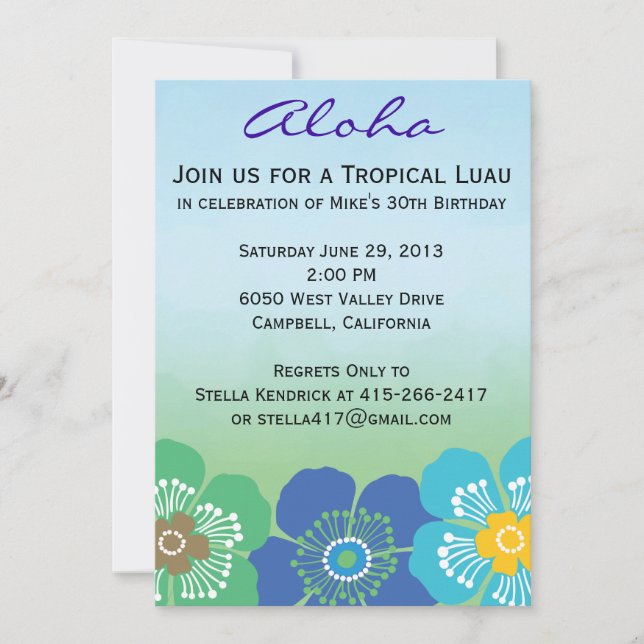 Luau Party Invitations - Calypso (Front)