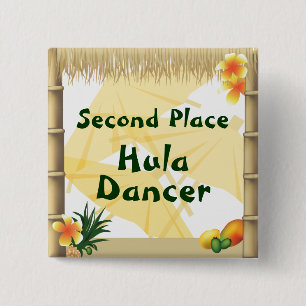 Luau Party Second Place Hula Dancer Award Button