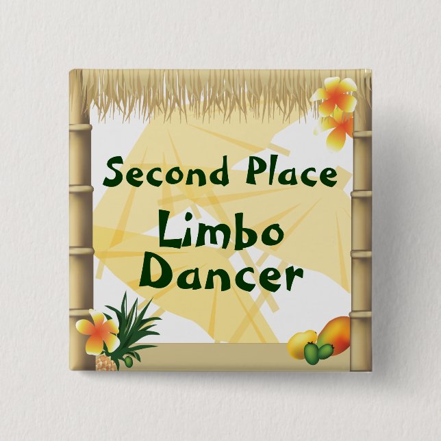 Luau Party Second Place Limbo Dancer Award Button (Front)