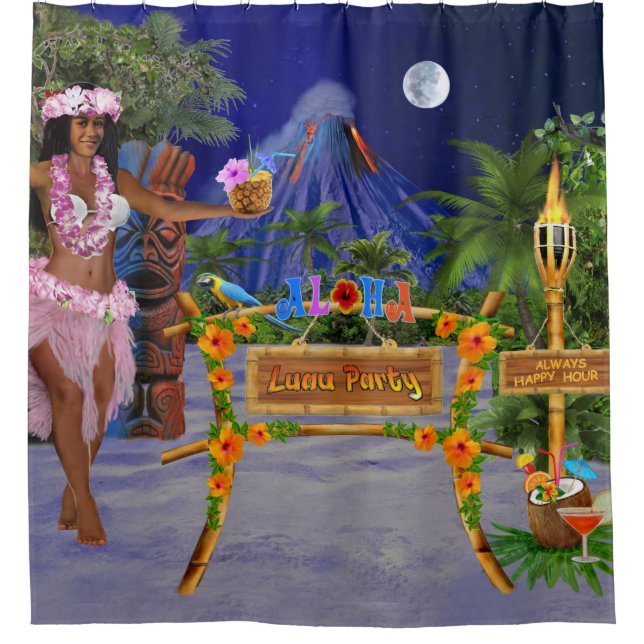 LUAU PARTY SHOWER CURTAIN (Front)