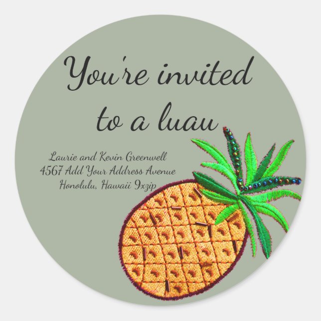 Luau Pineapple Envelope Seal Return Address (Front)
