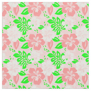 luau pink christmas hawaiian hibiscus floral xmas fabric