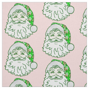  luau pink christmas hawaiian santa claus  fabric