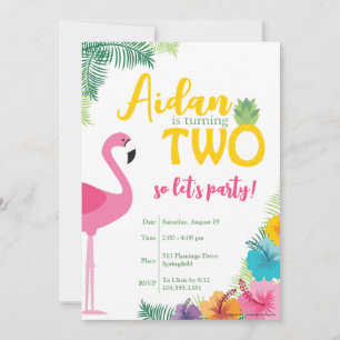 Luau Second Birthday Party Invitation, Luau Invite
