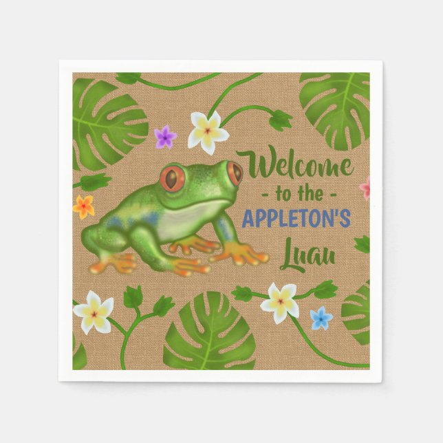 Luau Summer Party Tropical Frog Hawaiian Beach Fun Napkin (Front)
