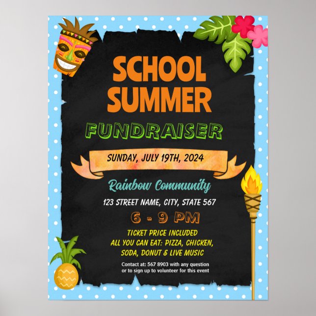 Luau summer school teacher flyer poster (Front)