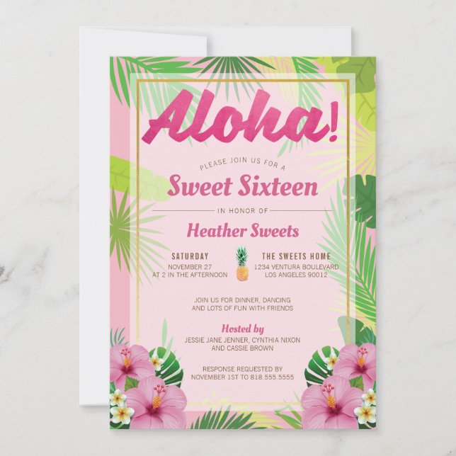 Luau Sweet Sixteen Invitation (Front)