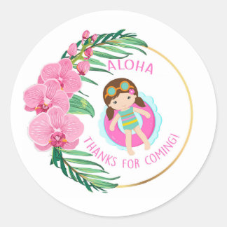 Luau Thank You Gift Favour Sticker Labels