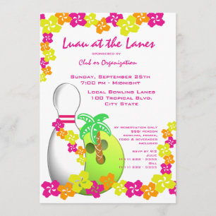 Luau Theme Bowling Invitation