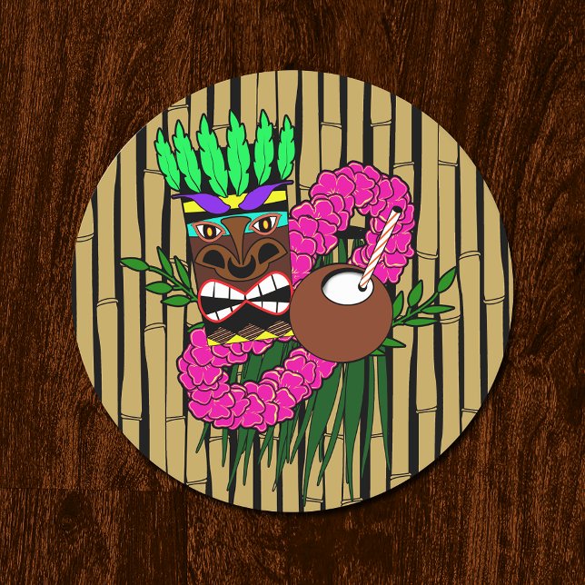 Luau Theme Round Paper Coaster (Creator Uploaded)