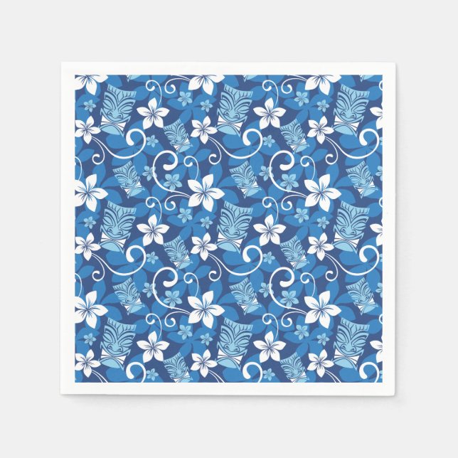 LUAU TIKI DESIGN (BRIGHT BLUE) NAPKIN (Front)