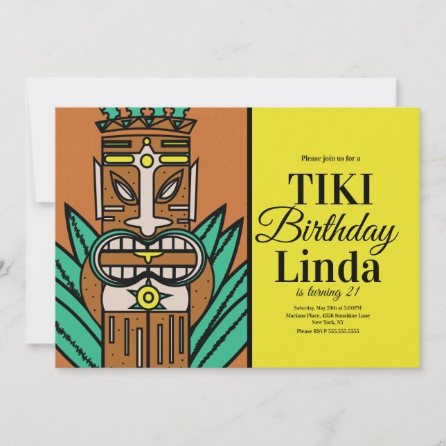 Luau Tiki Jungle Birthday Party Invitation (Front)