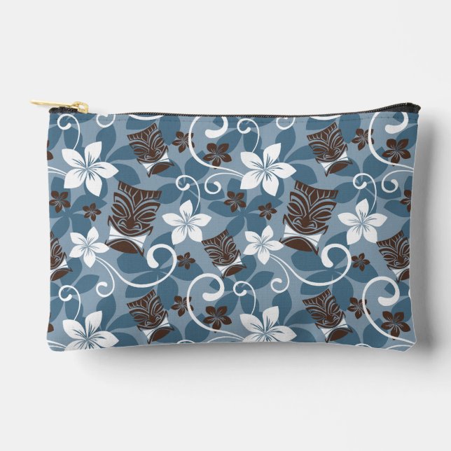 LUAU TIKI PATTERN (BLUE) ACCESSORY POUCH (Front)