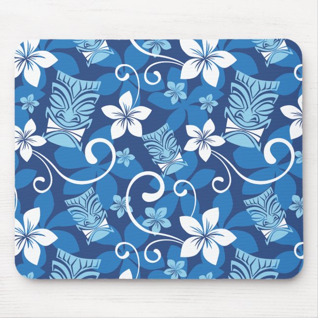LUAU TIKI PATTERN (BLUE) MOUSE PAD (Front)