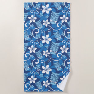 LUAU TIKI PATTERN (BRIGHT BLUE) BEACH TOWEL