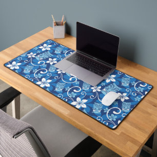 LUAU TIKI PATTERN (BRIGHT BLUE) DESK MAT