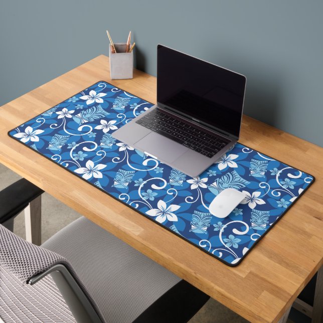 LUAU TIKI PATTERN (BRIGHT BLUE) DESK MAT (Office 2)