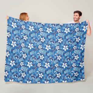LUAU TIKI PATTERN (BRIGHT BLUE) FLEECE BLANKET